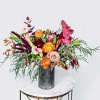 Galvanized Tin Vase arranged with the freshest selection of fall florals.