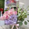 Love Pink Flower Bouquet: Beautiful lilies, pink roses, hydrangeas, alstroemerias flowers completed