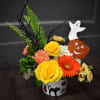 Boo! Don&#039;t be scared, it&#039;s just flowers. A ghost floating above a