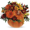 This pumpkin is sure to please! Send your special someone fall flowers