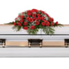 A stunning spray of vibrant red carnations delivers a powerful and dignified