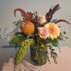 Warm fall colors in a natural and organic design with fall harvest