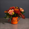 &quot;Good Morning Pumpkin&quot; mug with cremons, roses, hypericum berries, billi balls, solidago