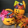 Ceramic pumpkin filled with candy