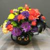 Ceramic Black Cat Mug with Flowers