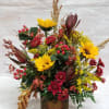 Yolo County&#039;s Best? Sunflowers! Select this sunflower and pumpkin themed arrangement in