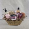 Our spa basket includes a variety of bath and body products in