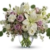 Luxe in love! Pale lavender roses, creamy white lilies and delicate greens