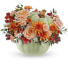 Brighten your fall gatherings with Teleflora&#039;s Harvest Magic Bouquet, featuring autumnal peach