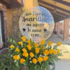 luxury gold box of yellow roses with bubble balloon included