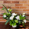 Fresh, modern, airy garden style arrangement in immaculate monochrome, with a sultry