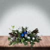 Christmas Greens, Silver Limonium, Cones, White Berries, Star Figurines, Candle, Silver, White