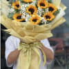 sunflowers and gypsophila, a touch of impossible eucalyptus