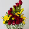 A beautiful arrangement that combines the elegance of red roses with the