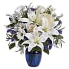 In this arrangement, the serenity of the color blue along with the