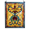 This glass panel design incorporates flower petal elements with Edwardian hearts against