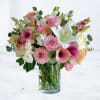 Delicate and timeless &mdash; the Rosewater Bouquet features blush roses, calla lilies