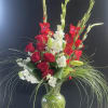 A striking floral composition that marries the bold passion of red and