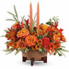 Warm hearts and tables with Teleflora&#039;s Fall Harvest Centerpiece. Featuring two elegant
