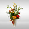 Recipe: Orange Tulips, Pink Stargazer, White Hydrangeas, Brown Chrysthemums, Yellow Amaranthus, Cabbage