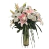 Simple and Tall design arranged with Pink Lilies, one dozen White Roses