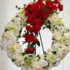 White and red wreath 