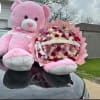 buchon de 100 rosas mix y un peluche grande rosado
