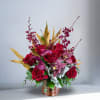 Type of Flowers: Red Roses, Cymbidium Orchids, and Phaleophesis Orchids in a