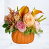 Celebrate the season with our Amber Pumpkin Glow.. This handcrafted arrangement bursts