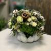 Our table centerpiece is made of beautiful mixed fresh and dry flowers