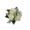 Wrist Corsage - White spray roses, filler and greenery (colors and styles
