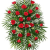 Classic, fresh-cut red roses with accents of eucalyptus and other fresh foliage