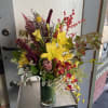 Fall color flowers in a vase. 
