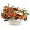 Bursting from an enchanting white ceramic pumpkin, this fabulous fall mix of