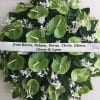 Midori anthurium and white orchid wreath 

