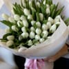 50 white tulips hand-crafted bouquet 