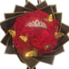 MAGESTUOSO RAMO BUCHON DE 100 ROSAS  CON CORONA Y MARIPOSAS DE
