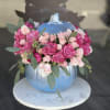Beautiful  Blue Pumpkins with pink Flowers 