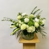 Elegant, All White, Lush Arrangement with Premium Flowers