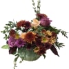 Ceramic Sage Green Pumpkin with Fall Flowers