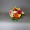 Simple yet striking combination of lilies, gerbera daisies, roses and hydrangea.