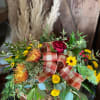 Simple Plaid Autumn Ribbon with Classic Flowers for The Holiday. **Flowers my