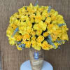 Wooden Vase nicely designed with yellow roses 