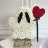 Halloween theme sculpture 
MR. BOO holding heart balloon  