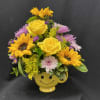 Smiley mug with bright mixed flowers
