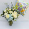 BLUE SKY ARRANGEMENT WITH AN &quot;IT&#039;S A BOY BALLOON ADDED&quot;
A SOFT MIXTURE