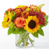Honeycrisp, sunflowers, lily, greenery