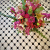 So pretty, this lush little arrangement, presented in a clear glass vase