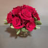 A sophisticated bouquet - a clear bowl filled with 12 fresh red