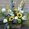 A bright and beautiful Sympathy arrangement for home, church and funeral home.